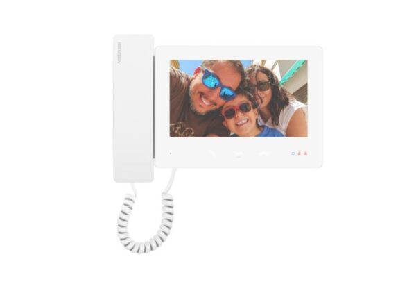 Hikvision DS-KH7300EY-THE2/White – 7 inç 2 Telli HD Dokunmatik İç Ünite, Ahizeli, Beyaz