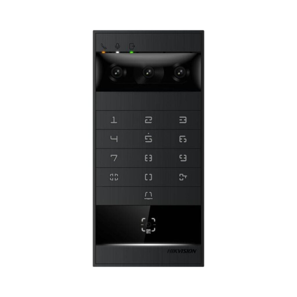 Hikvision DS-KV8114T-KWQE1 – Üç Kameralı 180° Metal IP Villa Kapı Paneli (Tuş Takımlı, QR)