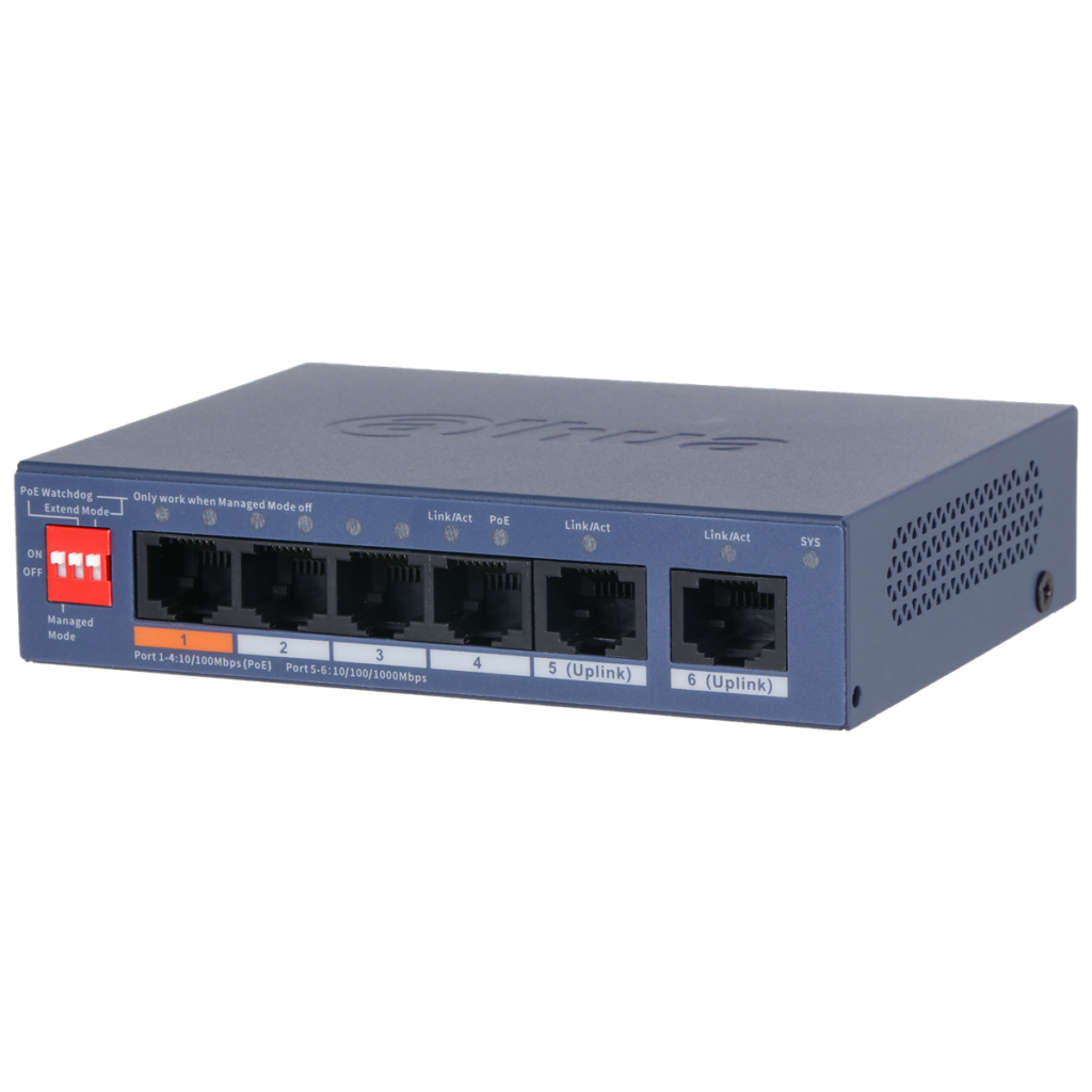 Dahua CS4006-4ET2GT-60 – 6 Port Bulut Yönetimli Masaüstü Switch, 4 Port PoE