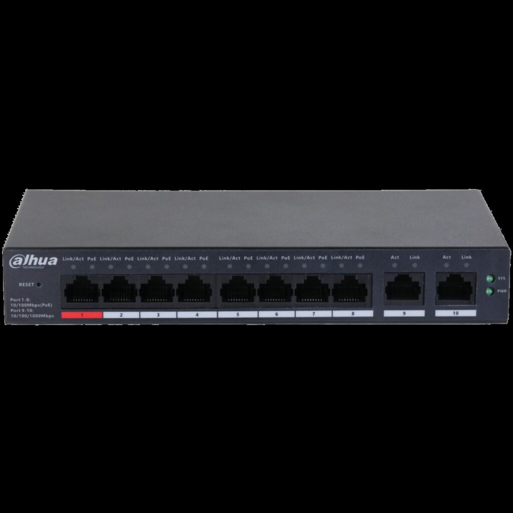 Dahua CS4010-8ET-110 – 10 Port Bulut Yönetimli Switch, 8 Port PoE