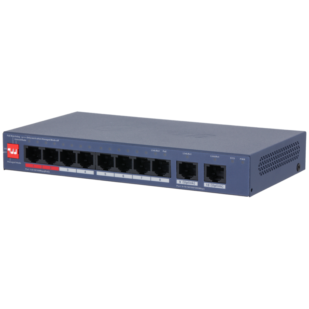 Dahua CS4010-8ET2GT-110 – 10 Port Bulut Yönetimli Masaüstü Switch, 8 Port PoE