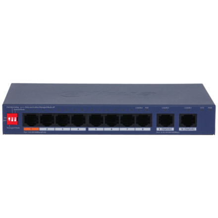 Dahua CS4010-8ET2GT-60 – 10 Port Yönetilebilir Masaüstü Switch, 8 Port PoE (60 W)