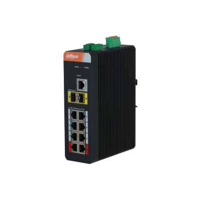Dahua IS4210-8GT-120 – 10 Port Yönetilebilir Endüstriyel Gigabit Switch, 8 Port PoE