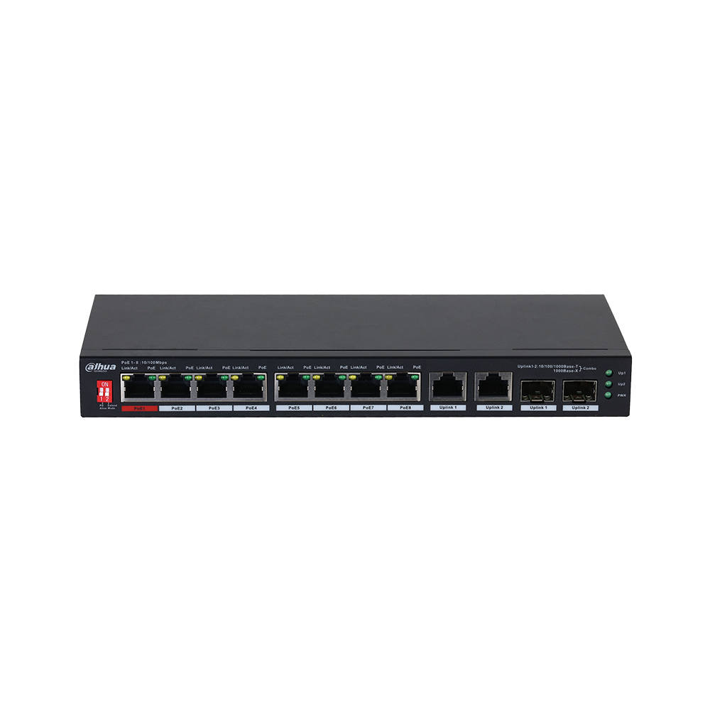 Dahua PFS3210-8ET2GF-96 – 10 Port PoE Switch, 8 Port PoE (2 Kombo SFP)