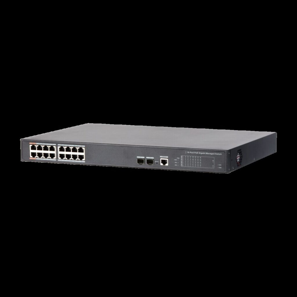 Dahua PFS4218-16GT-240 – 16 Port PoE Switch (16GE PoE + 2GE SFP + 1 Konsol, Toplam 240W PoE)