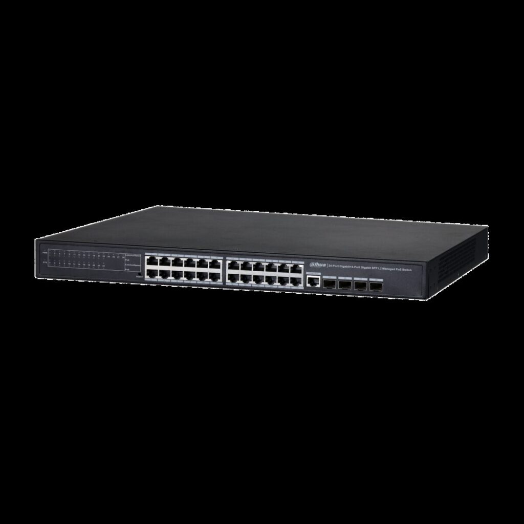 Dahua PFS4428-24GT-370 – 24 Port PoE Switch (24GE PoE + 4GE SFP, Toplam 370W PoE)