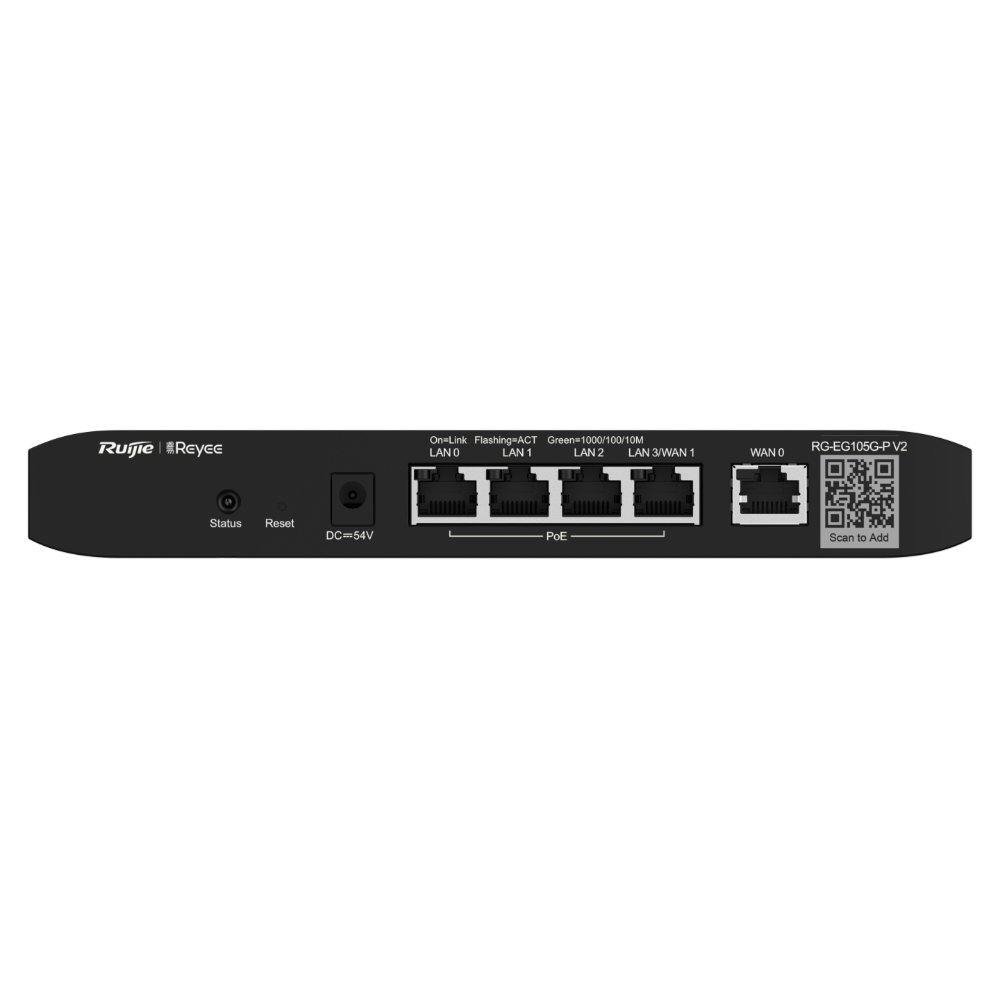 Ruijie Reyee RG-EG105G-P-V2 – 5 Port 10/100/1000 4 Port PoE(54W) 2 Port WAN Router