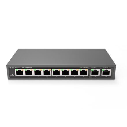 Ruijie Reyee RG-ES110D-P – 8 Port 10/100 + 2xGE Uplink 110W PoE Yönetilemez Switch