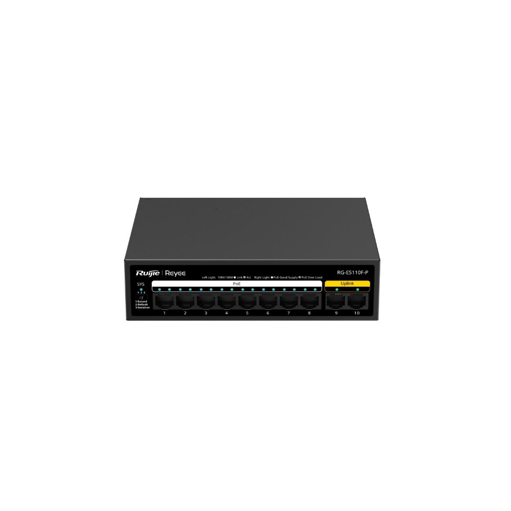 Ruijie Reyee RG-ES110F-P – 10 Port FE 8xPoE 110W Yönetilemez Switch