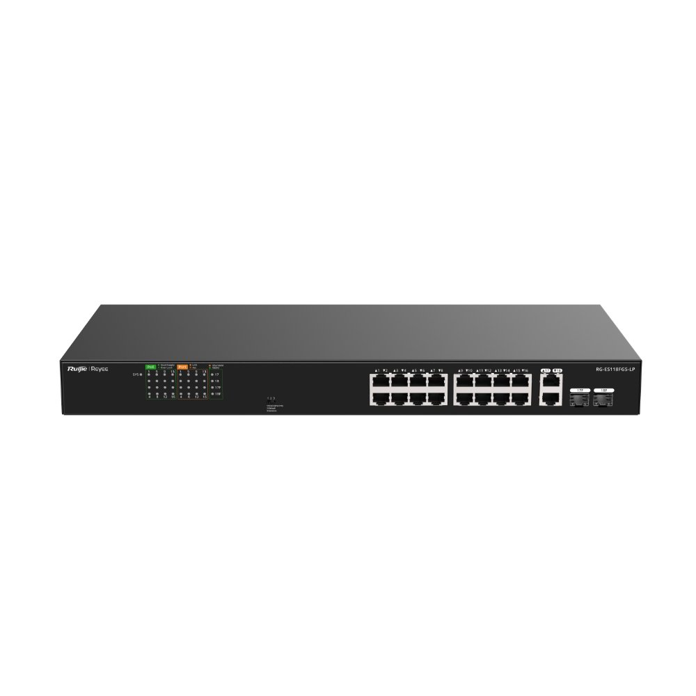 Ruijie Reyee RG-ES118FGS-LP – 16 Port FE PoE 120W +2GE +2COMBO Yönetilemez Switch
