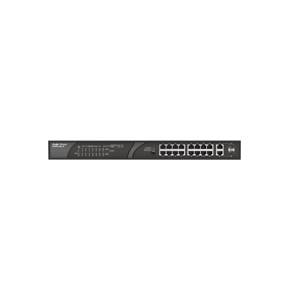Ruijie Reyee RG-ES118S-LP – 16 Port 10/100 2xCOMBO 16xPoE 120W Yönetilemez Switch