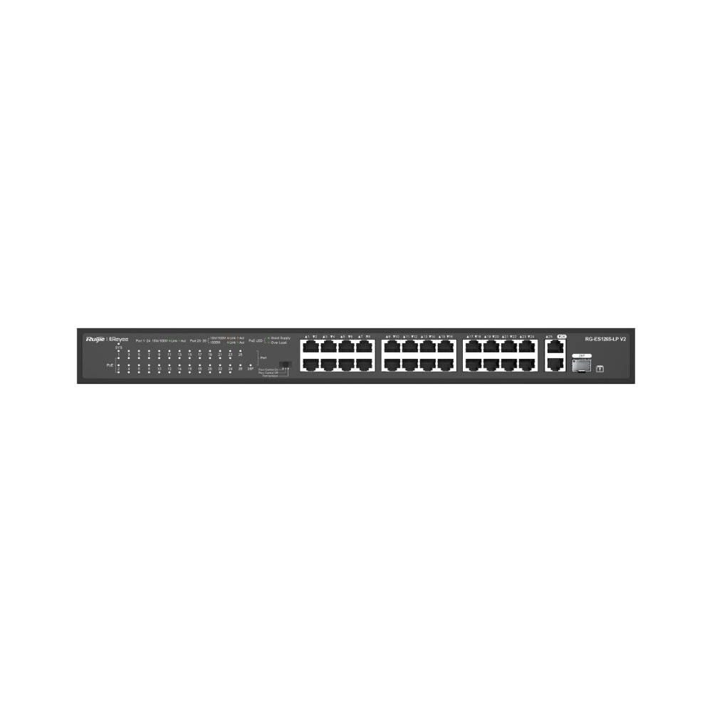 Ruijie Reyee RG-ES126S-LP – 24 Port 10/100 1xUPLINK1xCOMBO 180W PoE Yönetilemez Switch
