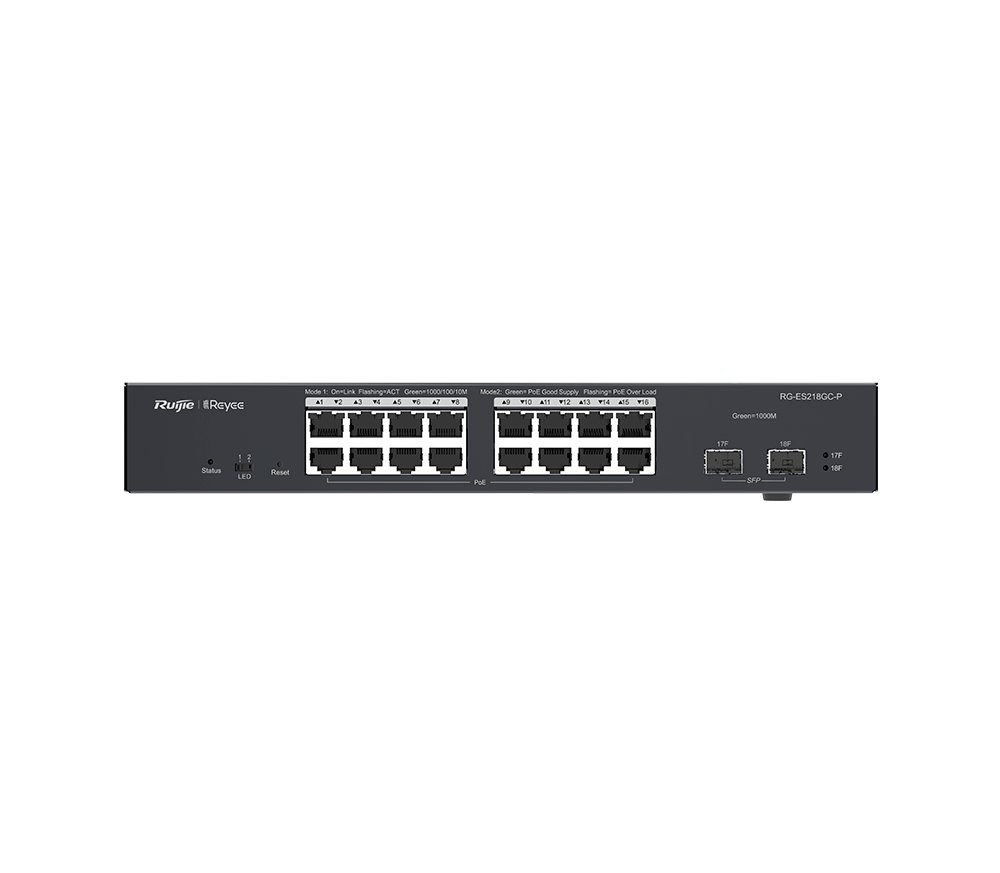 Ruijie Reyee RG-ES218GC-P – 16 Port 10/100/1000 +2SFP 16xPoE 240W Yönetilebilir Switch