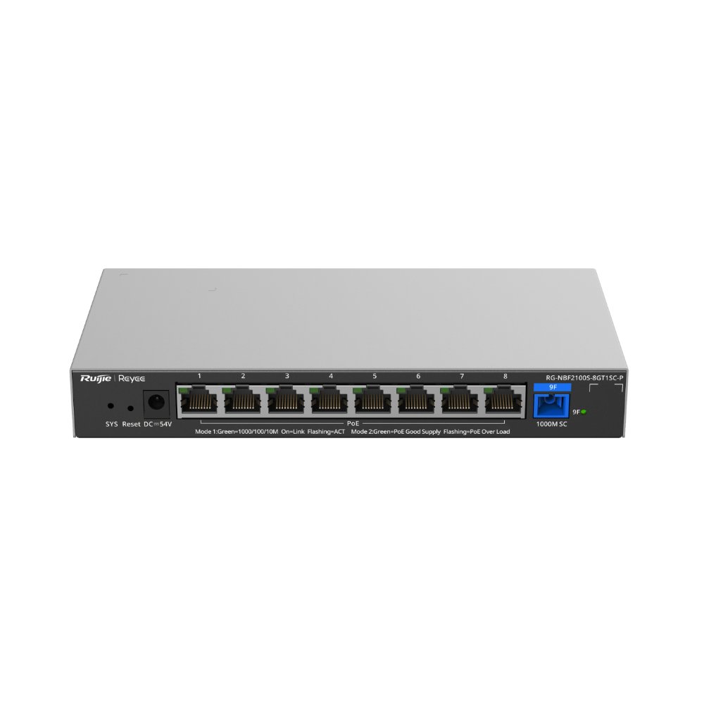 Ruijie Reyee RG-NBF2100S-8GT1SC-P – 8xGigabit PoE 120W +1x1G SC Yönetilebilir Switch