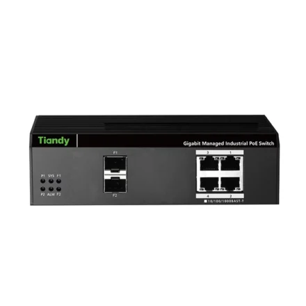 Tiandy PS-END1004G-2SFP – 4 Port PoE + 2 Port SFP Endüstriyel Layer 2 Switch – PS-END1004G-2SFP
