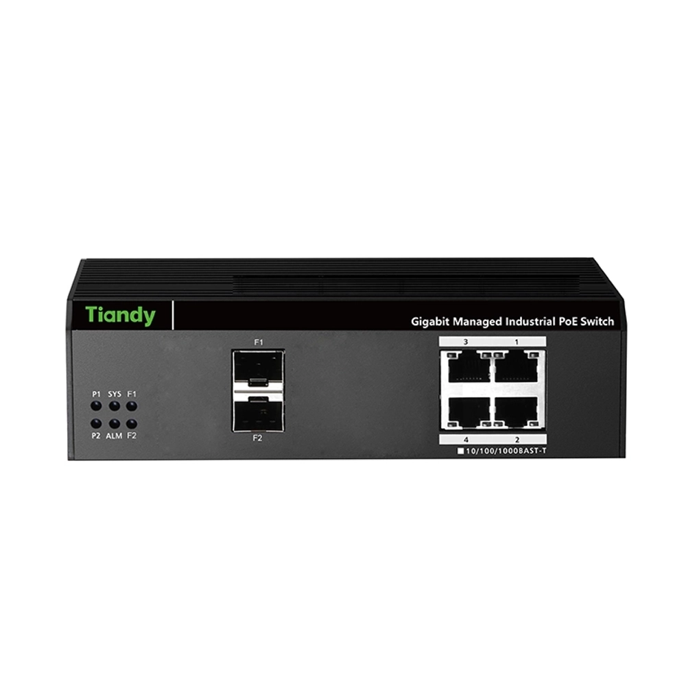 Tiandy PS-END1004G-2SFP – 4 Port PoE + 2 Port SFP Endüstriyel Layer 2 Switch – PS-END1004G-2SFP