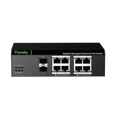 Tiandy PS-END1008G-2SFP – 8 Port PoE + 2 Port SFP Endüstriyel Layer 2 Switch – PS-END1008G-2SFP