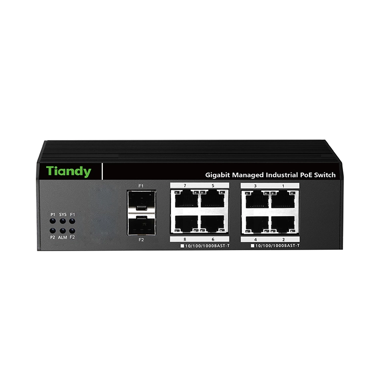 Tiandy PS-END1008G-2SFP – 8 Port PoE + 2 Port SFP Endüstriyel Layer 2 Switch – PS-END1008G-2SFP