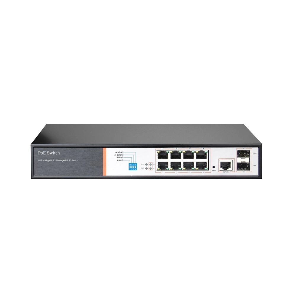 Tiandy YPS-3008G-2SFP-L2 – 8 Port PoE + 2 Port SFP Layer 2 Switch