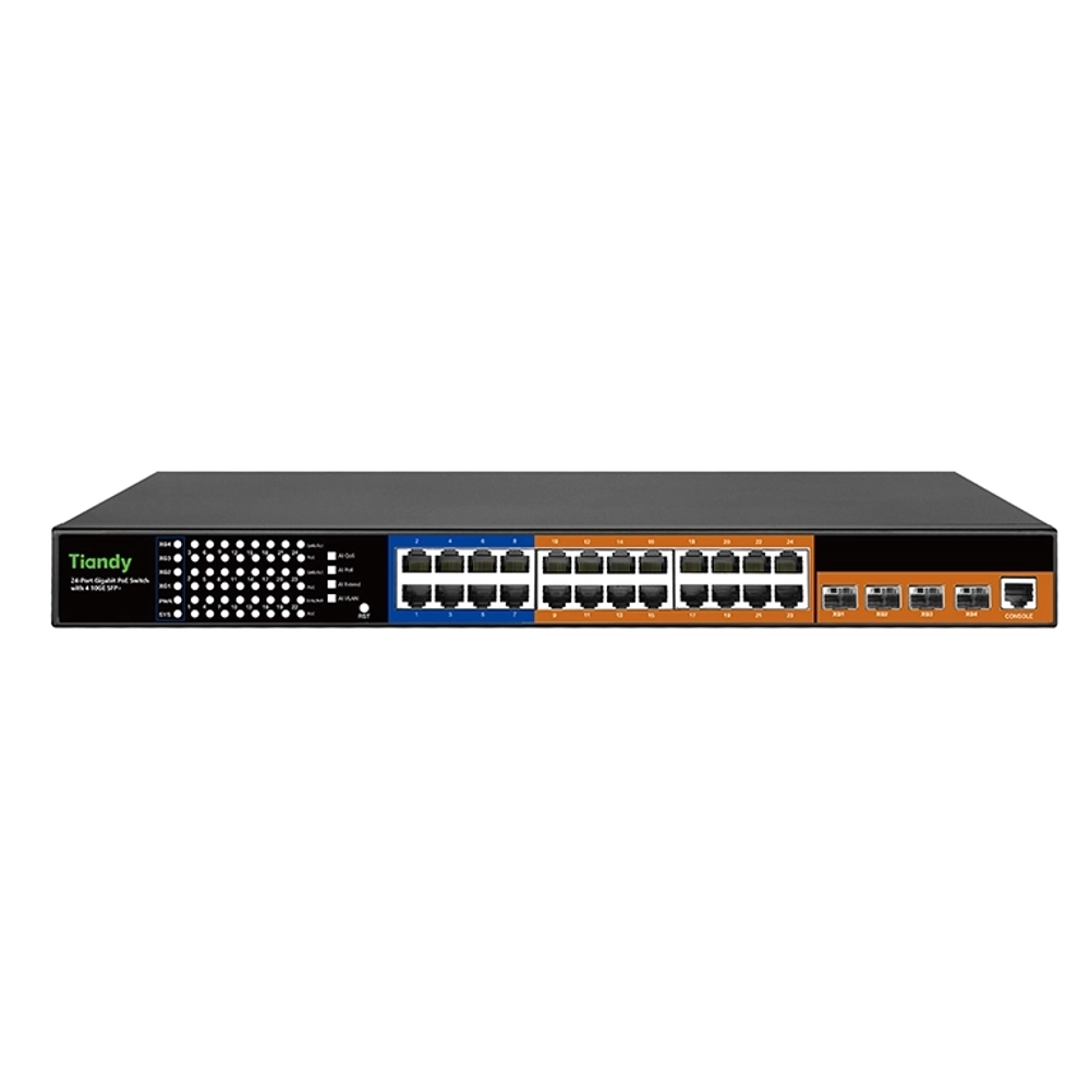 Tiandy YPS-5024G-P-4SFP10-L3 – 24 Port PoE + 4 Port SFP Layer 3 Toplama Switch – YPS-5024G-P-4SFP10-L3