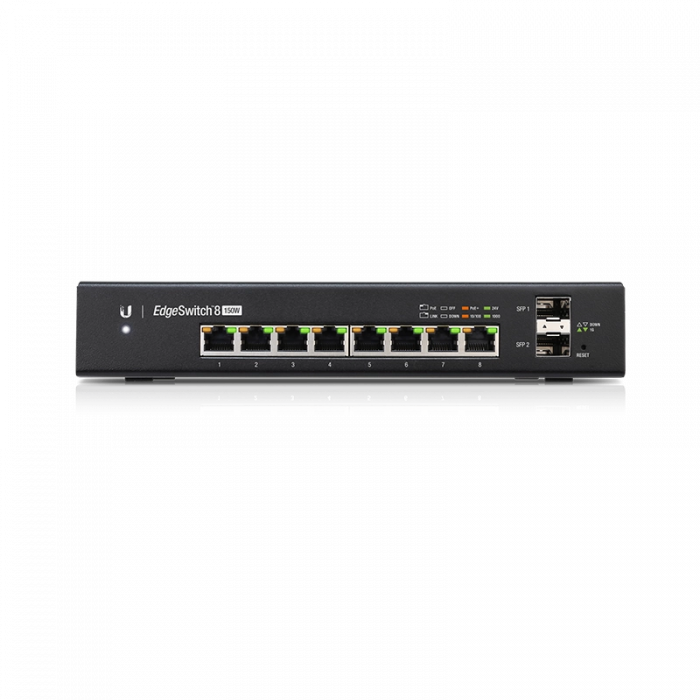Ubiquiti ES-8-150W – ES 8 150W, 8 Adet PoE+, 2 Adet 1G SFP, Edge Serisi Yönetilebilir Switch