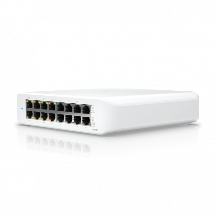 Ubiquiti USW-Lite-16-PoE – UniFi Switch Lite 16 PoE, 16-Port Gigabit, Fansız PoE+ Switch